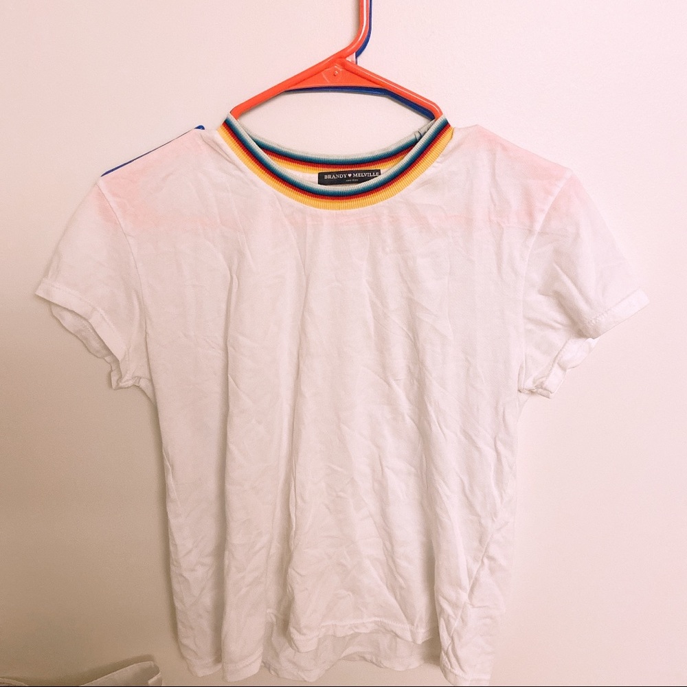Brandy Melville rainbow ringer Tee.